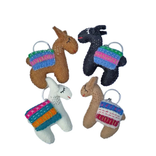 Alpaca Llama felt keyrings